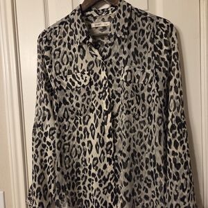 Old Navy Black and Gray Leopard Print Shirt